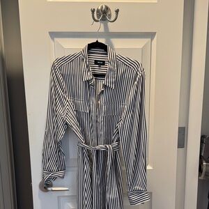 ME+EM Navy and White Striped Blouse